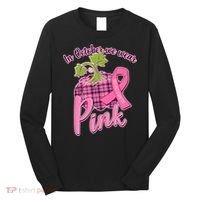 In October We Wear Pink Breast Cancer Autumn Pumpkin Long Sleeve Shirt thumb 0