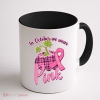 In October We Wear Pink Breast Cancer Autumn Pumpkin Coffee Mug thumb 1