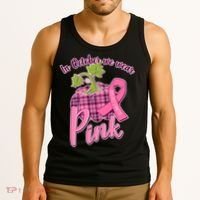 In October We Wear Pink Breast Cancer Autumn Pumpkin Tank Top thumb 3