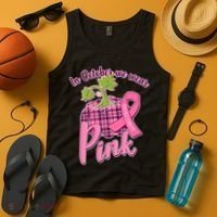 In October We Wear Pink Breast Cancer Autumn Pumpkin Tank Top thumb 4