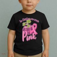 In October We Wear Pink Breast Cancer Autumn Pumpkin Toddler T-Shirt thumb 2