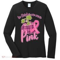 In October We Wear Pink Breast Cancer Autumn Pumpkin Women's Long Sleeve Shirt thumb 0