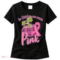 In October We Wear Pink Breast Cancer Autumn Pumpkin Women's T-Shirt thumb 0