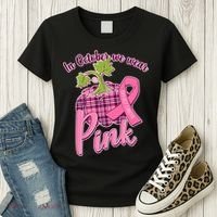 In October We Wear Pink Breast Cancer Autumn Pumpkin Women's T-Shirt thumb 3