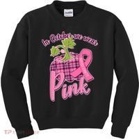 In October We Wear Pink Breast Cancer Autumn Pumpkin Kids Sweatshirt thumb 0