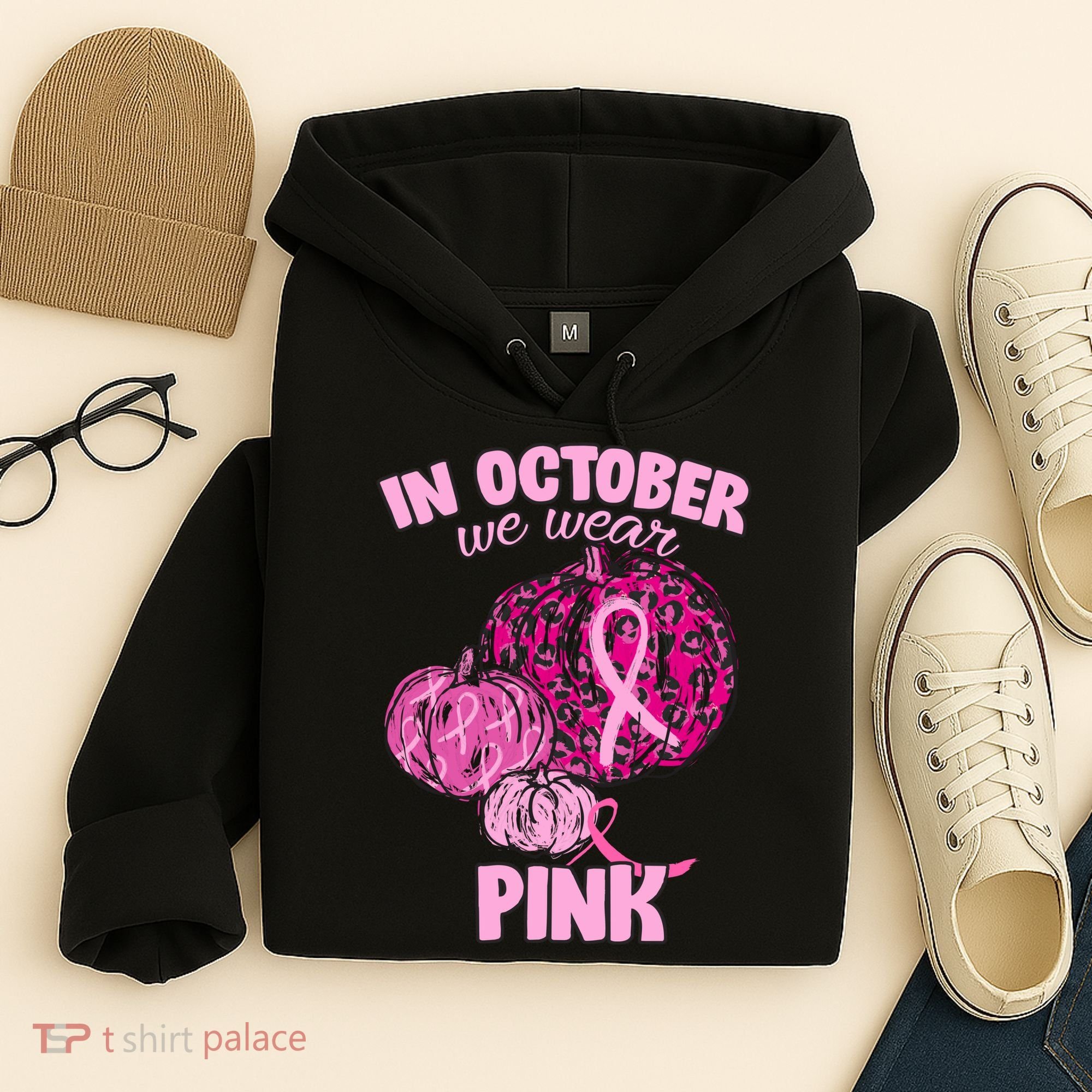 In October We Wear Pink Breast Cancer Awareness Hoodie