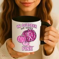 In October We Wear Pink Breast Cancer Awareness Coffee Mug thumb 3