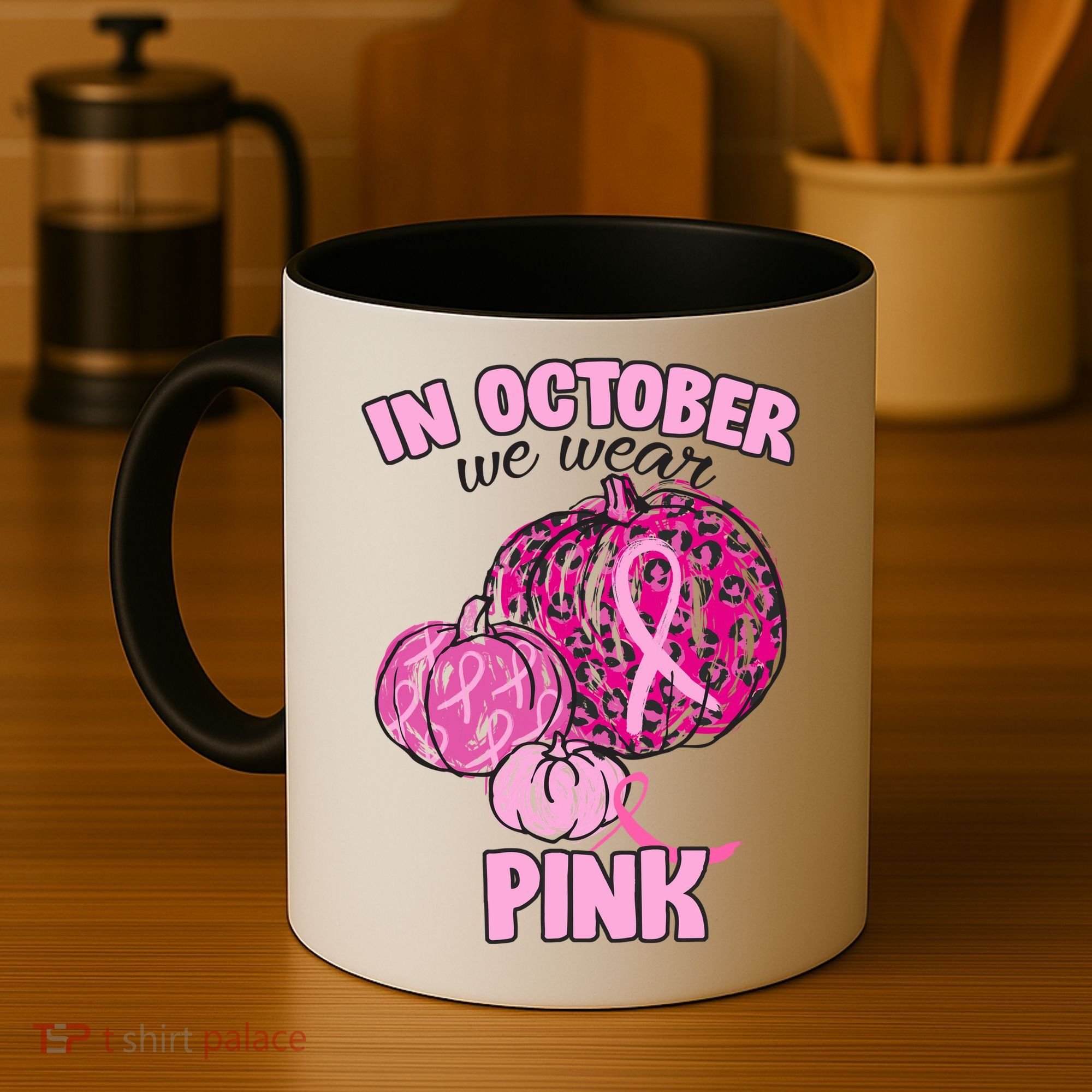 In October We Wear Pink Breast Cancer Awareness Coffee Mug
