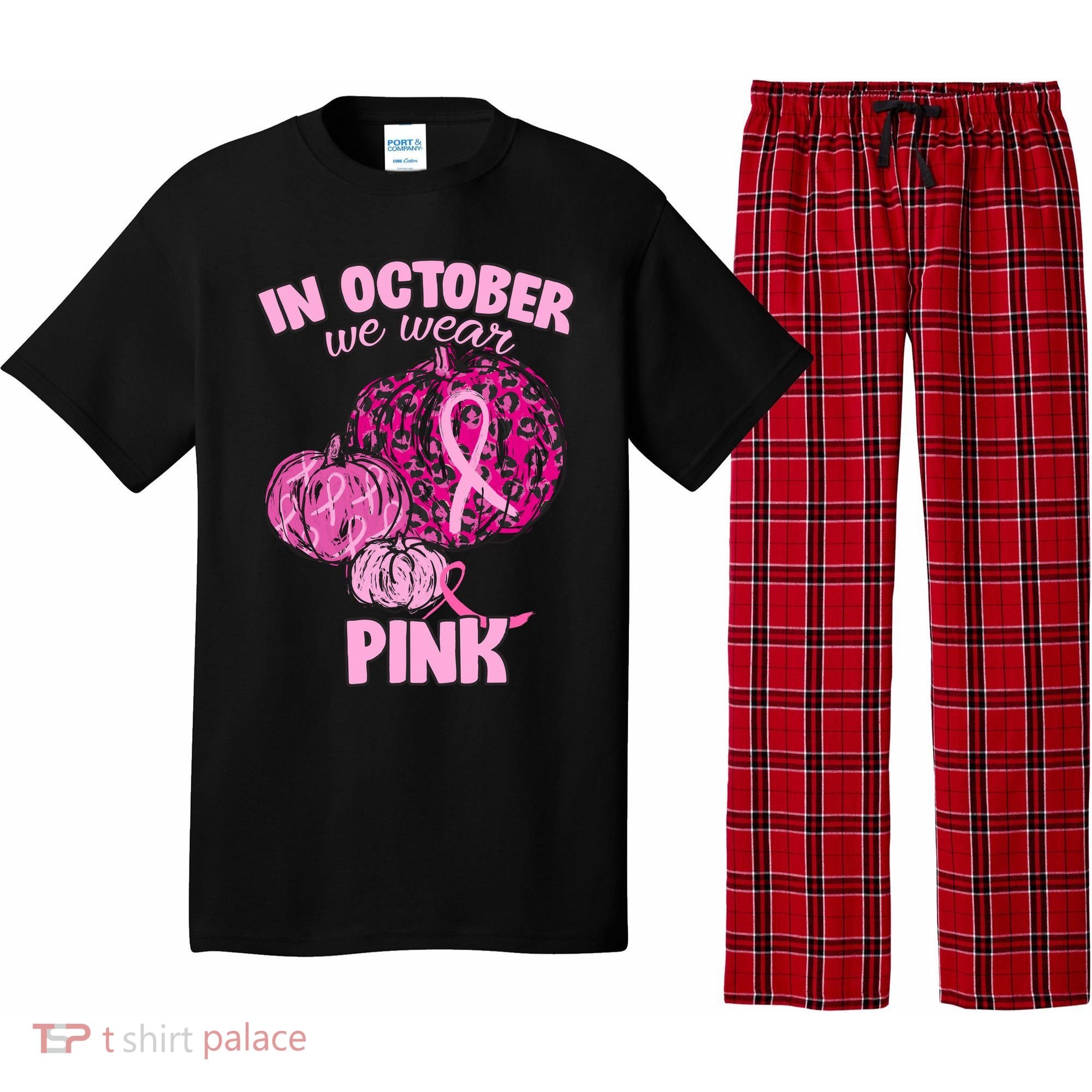 In October We Wear Pink Breast Cancer Awareness Pajama Set