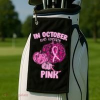In October We Wear Pink Breast Cancer Awareness Golf Towel thumb 2