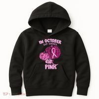 In October We Wear Pink Breast Cancer Awareness Kids Hoodie thumb 0