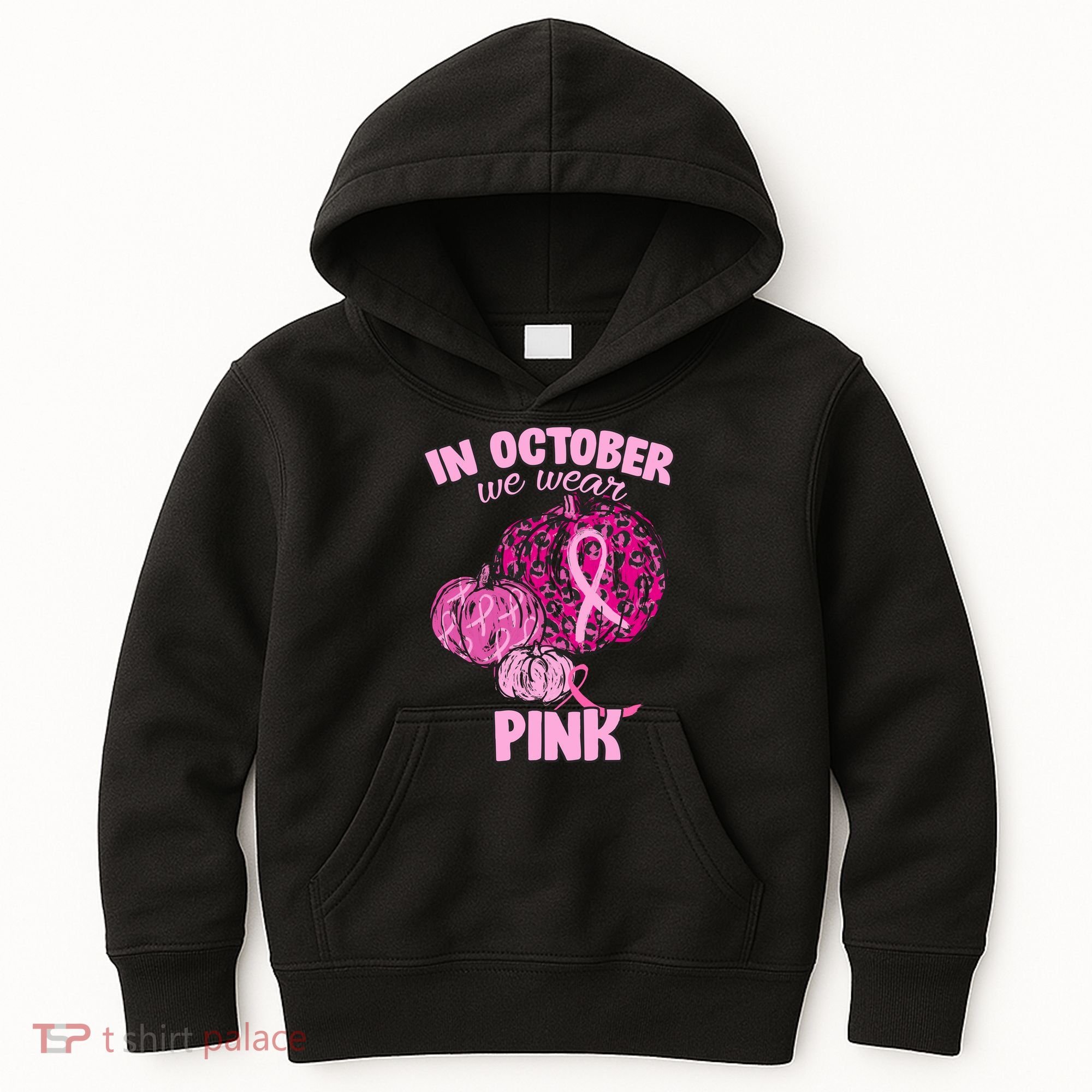 In October We Wear Pink Breast Cancer Awareness Kids Hoodie