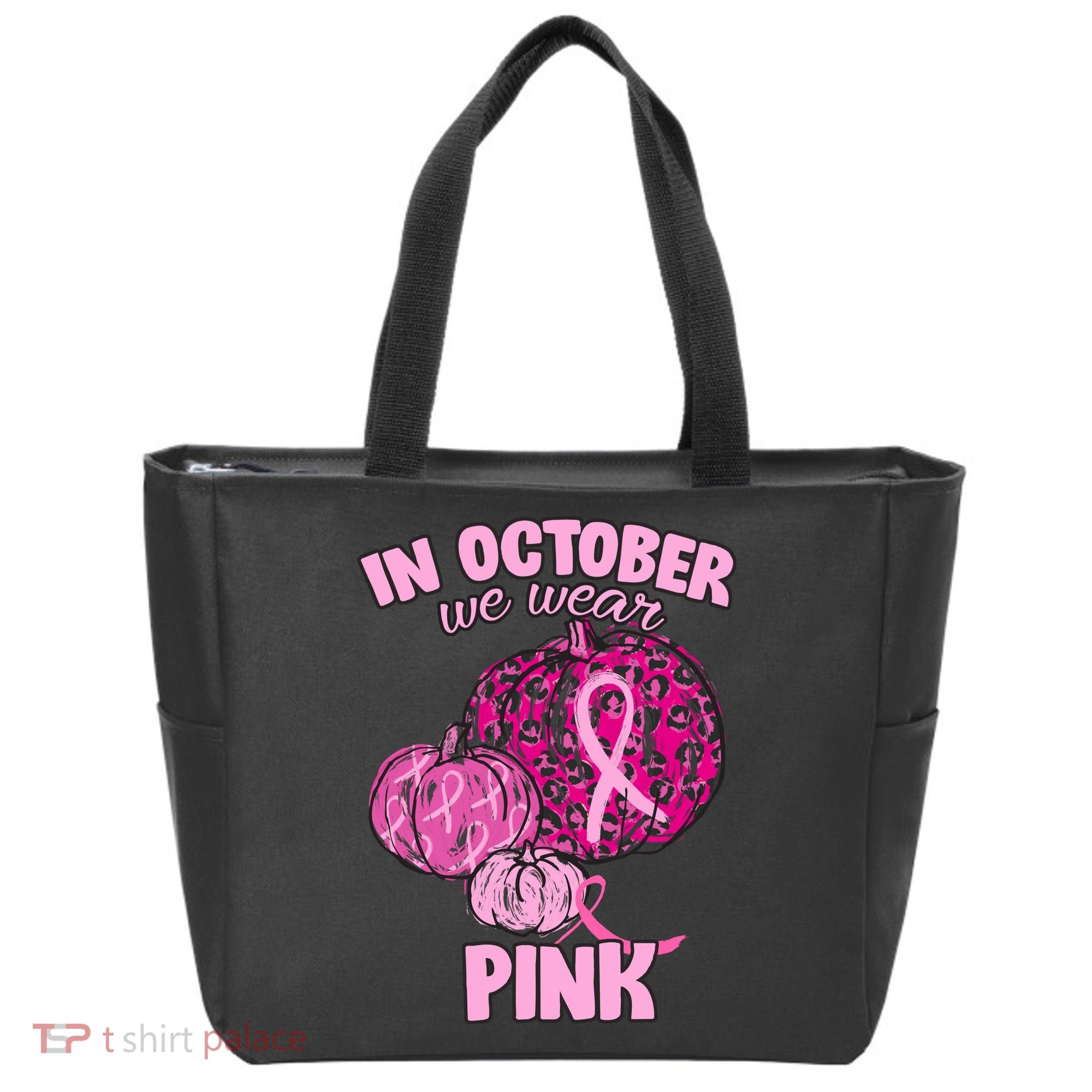 In October We Wear Pink Breast Cancer Awareness Tote Bag