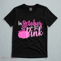 In October We Wear Pink Breast Cancer Awareness Pumpkin T-Shirt thumb 5