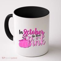 In October We Wear Pink Breast Cancer Awareness Pumpkin Coffee Mug thumb 0