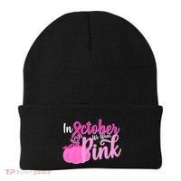 In October We Wear Pink Breast Cancer Awareness Pumpkin Beanie thumb 0