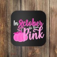 In October We Wear Pink Breast Cancer Awareness Pumpkin Coaster thumb 0