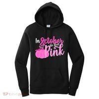 In October We Wear Pink Breast Cancer Awareness Pumpkin Women's Hoodie thumb 0