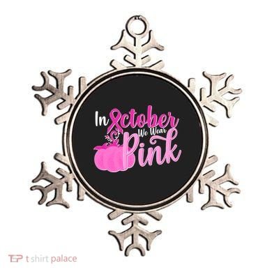 In October We Wear Pink Breast Cancer Awareness Pumpkin Ornament