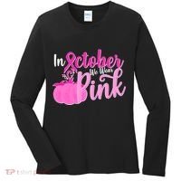 In October We Wear Pink Breast Cancer Awareness Pumpkin Women's Long Sleeve Shirt thumb 0