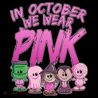 In October We Wear Pink Breast Cancer Halloween Monsters Coffee Mug thumb 5