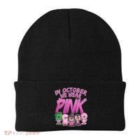 In October We Wear Pink Breast Cancer Halloween Monsters Beanie thumb 0
