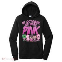 In October We Wear Pink Breast Cancer Halloween Monsters Women's Hoodie thumb 0