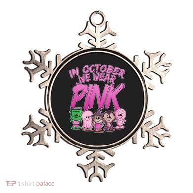 In October We Wear Pink Breast Cancer Halloween Monsters Ornament