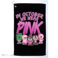 In October We Wear Pink Breast Cancer Halloween Monsters Golf Towel thumb 0