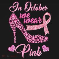 In October We Wear Pink Fancy Heel Ribbon USA-Made Doggie Bandana thumb 2
