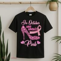 In October We Wear Pink Fancy Heel Ribbon T-Shirt thumb 2