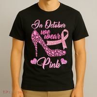 In October We Wear Pink Fancy Heel Ribbon T-Shirt thumb 3