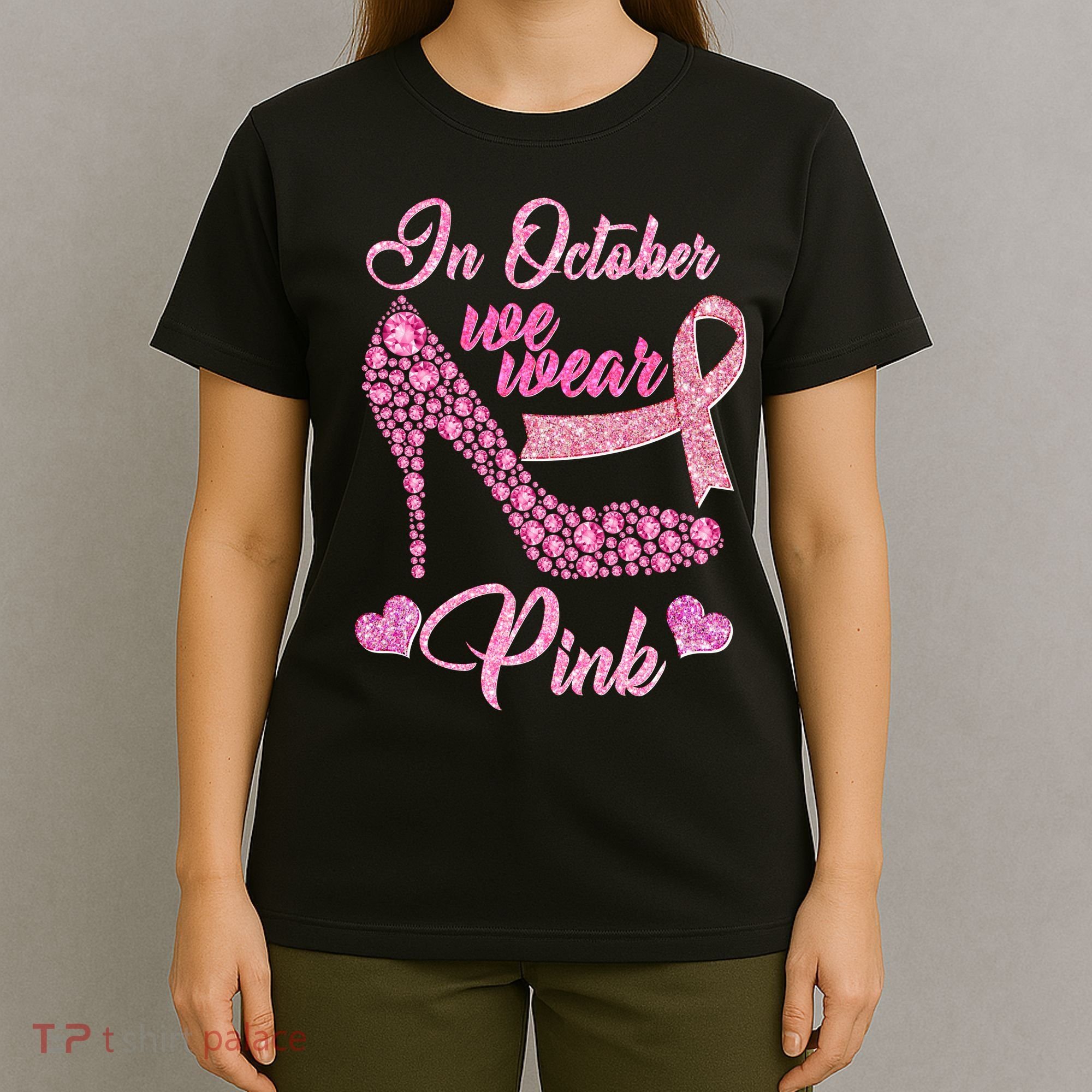 In October We Wear Pink Fancy Heel Ribbon T-Shirt