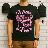 In October We Wear Pink Fancy Heel Ribbon T-Shirt thumb 6
