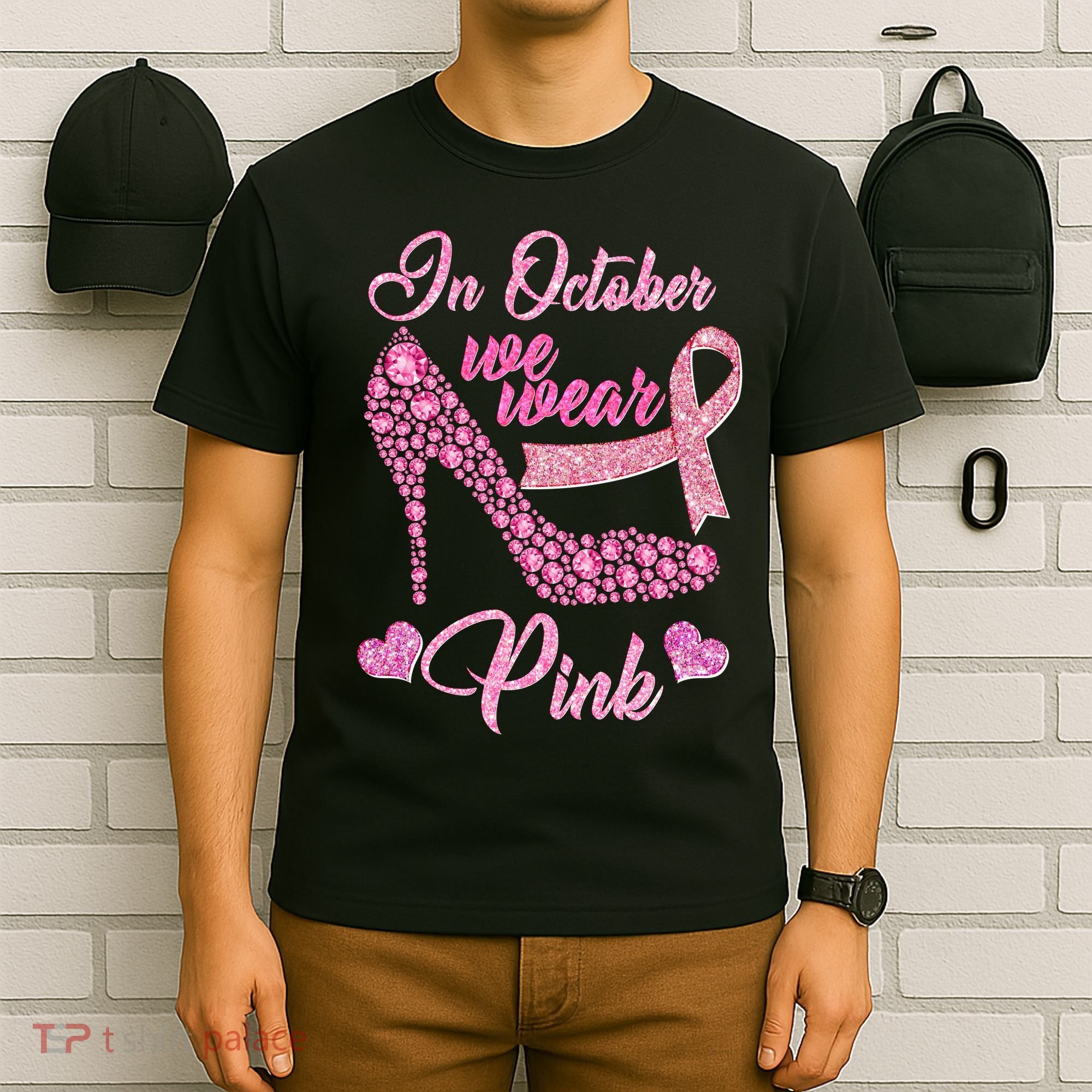 In October We Wear Pink Fancy Heel Ribbon T-Shirt