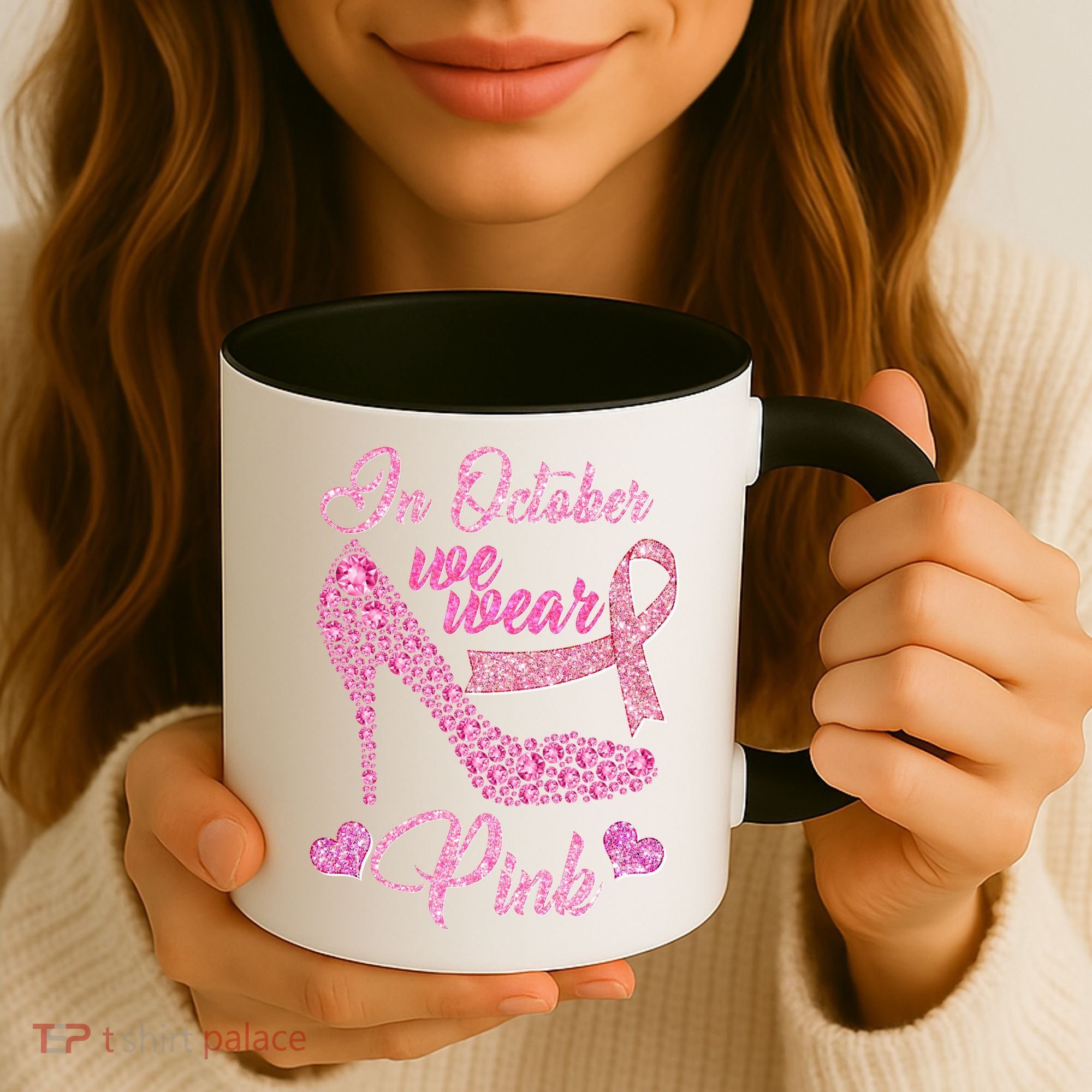 In October We Wear Pink Fancy Heel Ribbon Coffee Mug