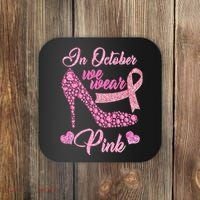 In October We Wear Pink Fancy Heel Ribbon Coaster thumb 0