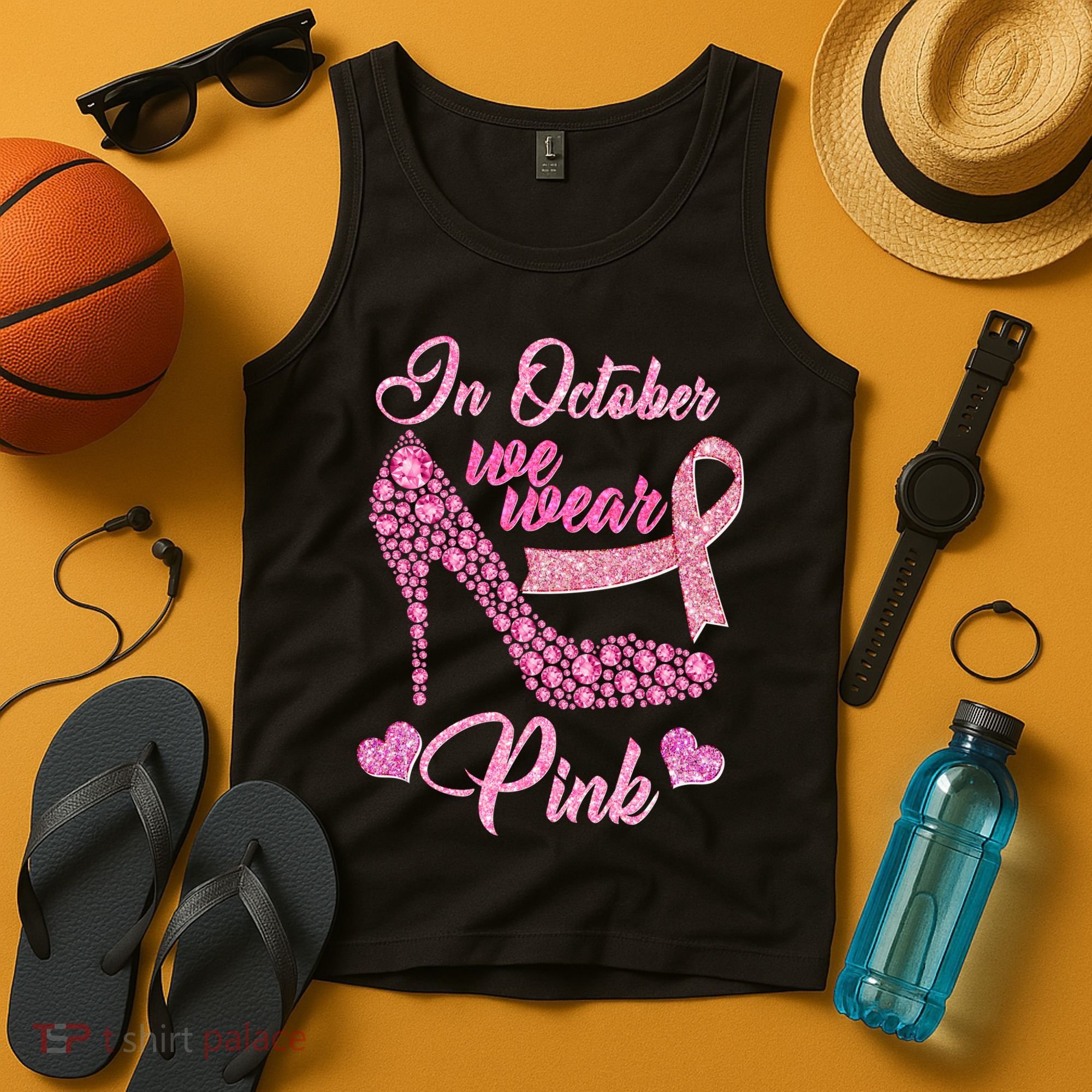 In October We Wear Pink Fancy Heel Ribbon Tank Top