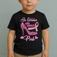 In October We Wear Pink Fancy Heel Ribbon Toddler T-Shirt thumb 2
