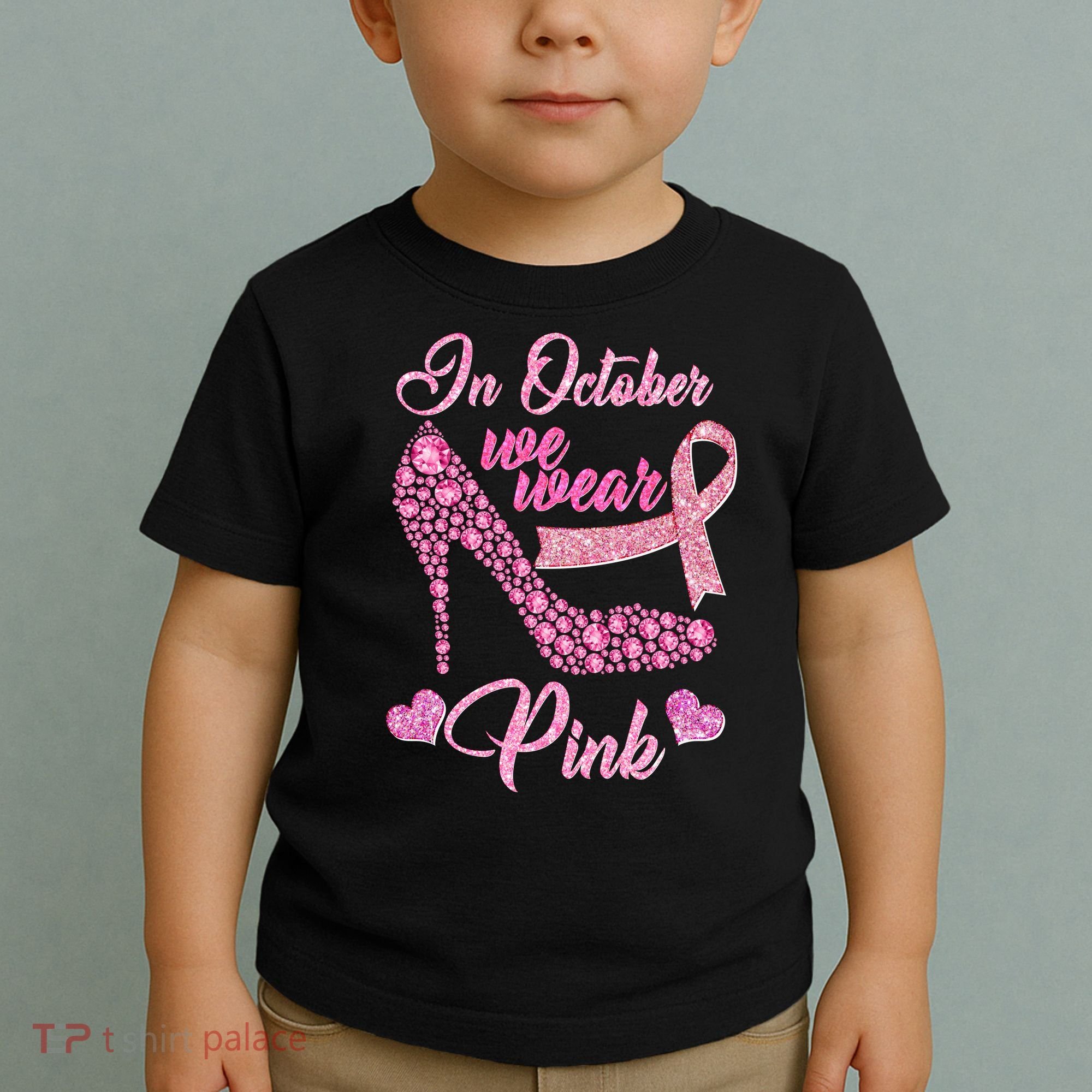 In October We Wear Pink Fancy Heel Ribbon Toddler T-Shirt