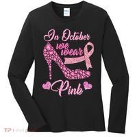 In October We Wear Pink Fancy Heel Ribbon Women's Long Sleeve Shirt thumb 0