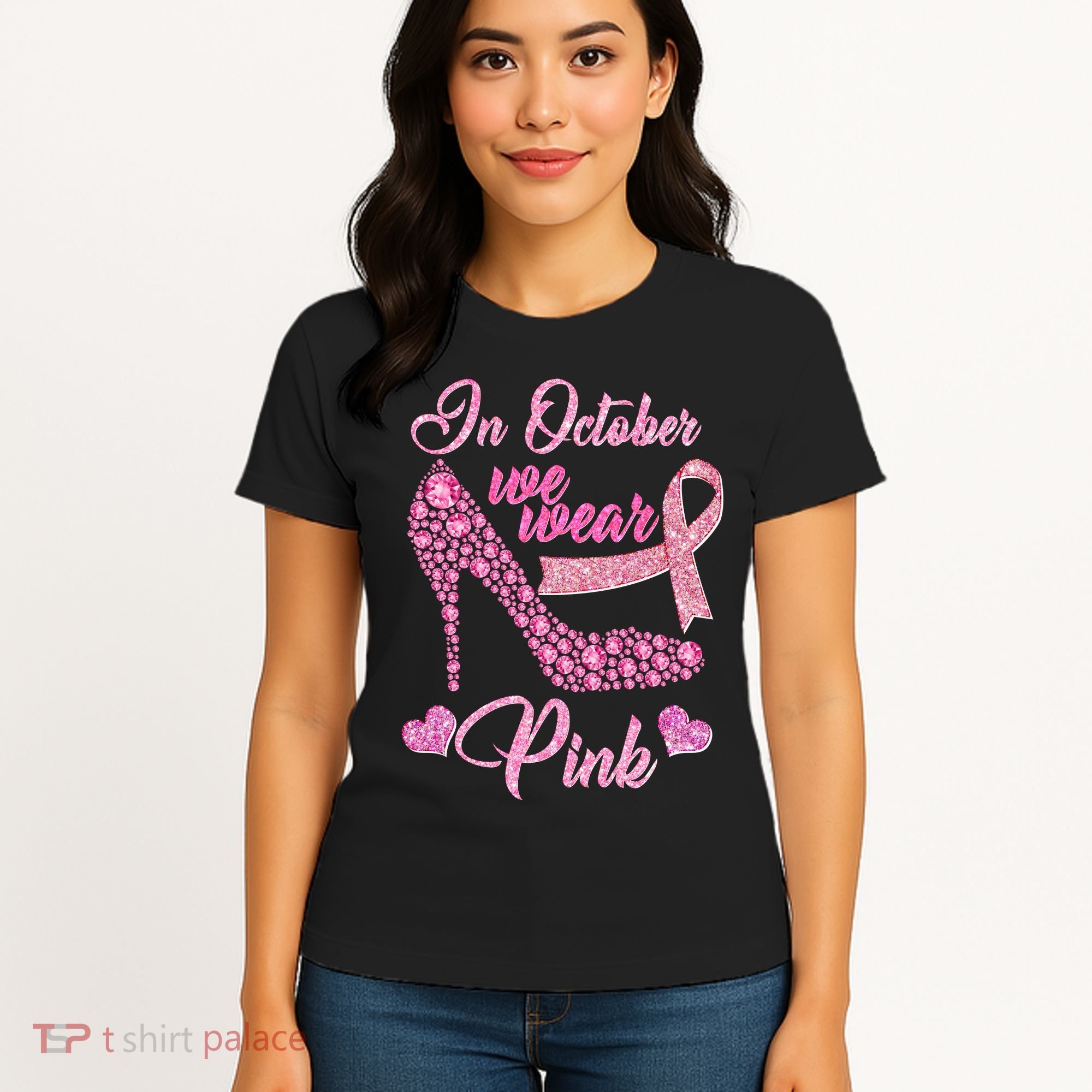 In October We Wear Pink Fancy Heel Ribbon Women's T-Shirt