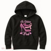 In October We Wear Pink Fancy Heel Ribbon Kids Hoodie thumb 0