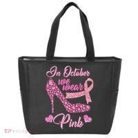 In October We Wear Pink Fancy Heel Ribbon Tote Bag thumb 0