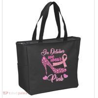 In October We Wear Pink Fancy Heel Ribbon Tote Bag thumb 2