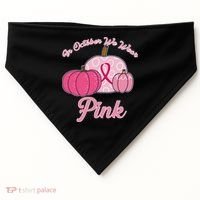 In October We Wear Pink Pumpkin Breast Cancer USA-Made Doggie Bandana thumb 0