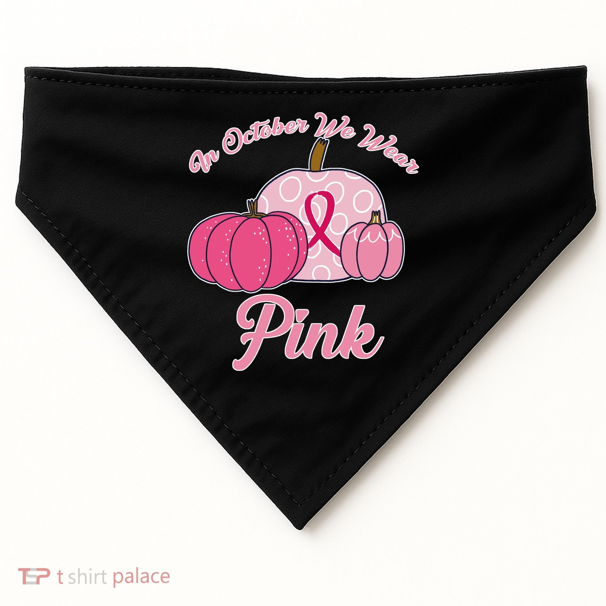 In October We Wear Pink Pumpkin Breast Cancer USA-Made Doggie Bandana