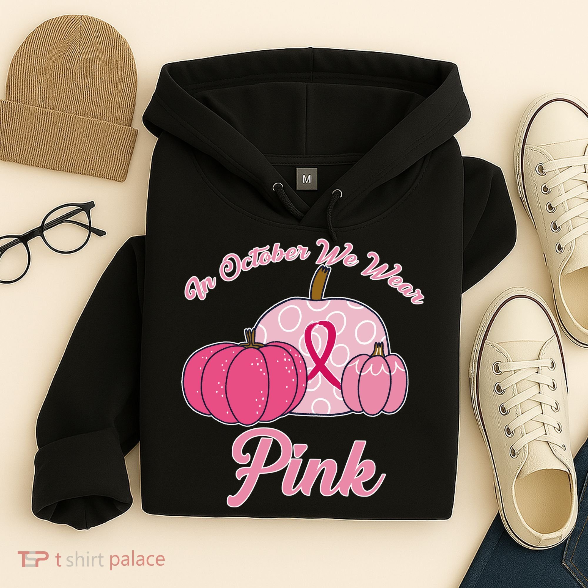 In October We Wear Pink Pumpkin Breast Cancer Hoodie