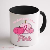 In October We Wear Pink Pumpkin Breast Cancer Coffee Mug thumb 1