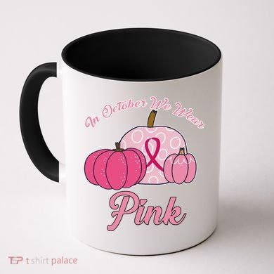 In October We Wear Pink Pumpkin Breast Cancer Coffee Mug